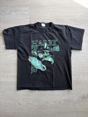 Harry Potter 2000 Black Kids Short Sleeve Tee with Green Graphic
